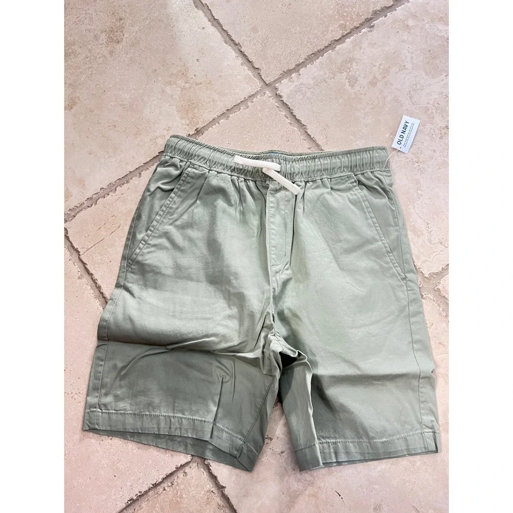 NEW Old Navy Boys Above Knee Dock Shorts Sage Green XXL 18 Cotton
